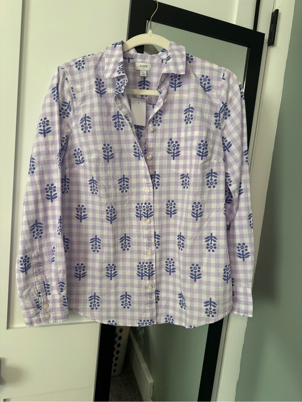J. Crew Factory Lavender Gingham Button-Down Shirt